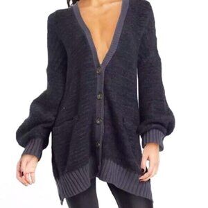 Free People Snow Drop Charcoal Gray Cardigan Sweater